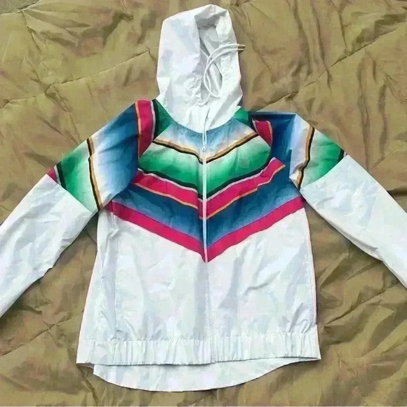 Vintage FILA NWOT Rainbow Windbreaker L grandma core rainbow - Picture 1 of 4